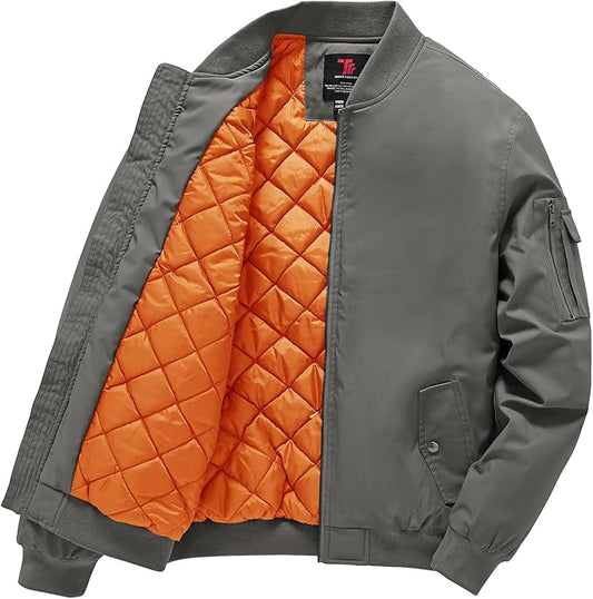 Gopune Men's Windproof Bomber Jacket Warm Water Resistant Windbreaker Winter Outwear Quilted Jackets Coats
