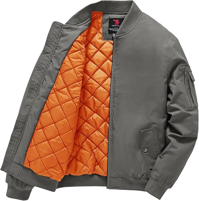 Gopune Men's Windproof Bomber Jacket Warm Water Resistant Windbreaker Winter Outwear Quilted Jackets Coats