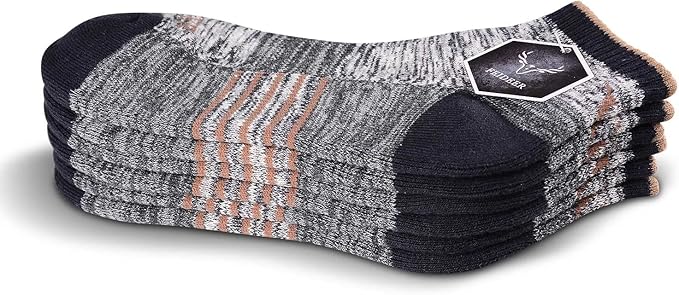 FEIDEER Men's Women's Hiking Walking Socks, Unisex Moisture Wicking Cotton Cushion Ankle Quarter Crew Socks with Arch Support