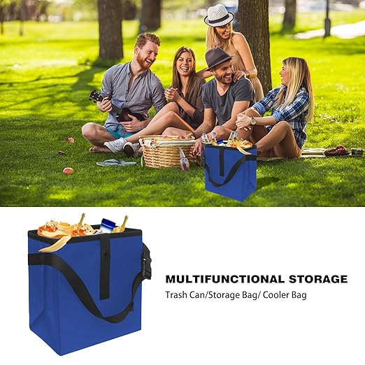 Homelove Car Trash Can, Leak-Proof Waterproof Trash Bin Collapsible Portable Auto Garbage Bag Large Capacity Trashcan Storage Bag Multipurpose Car Organizer Hanging (Blue)