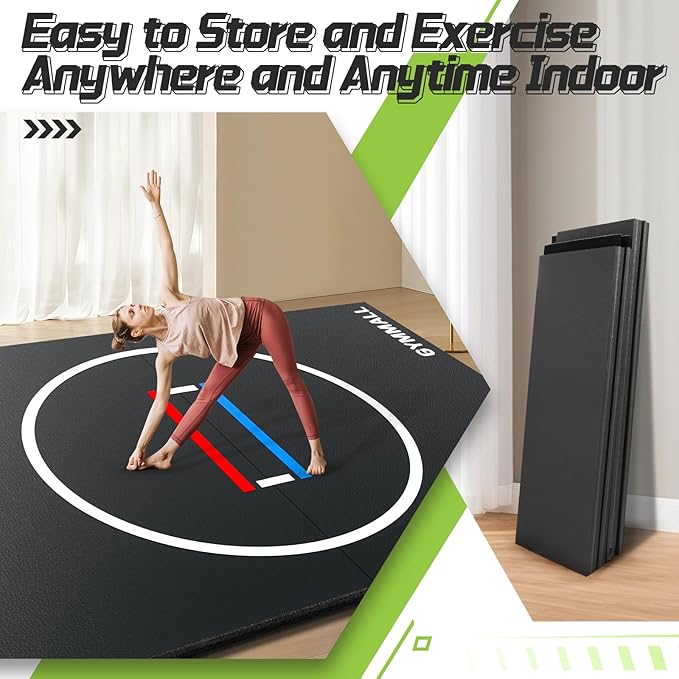 GYMMALL Wrestling Mat 10'x10'/6.6'x10' for Home Outdoor Indoor, 1.2" Thick Foldable XPE Jiu Jitsu Floor Exercise Mat for Gymnastics, PE Training, BJJ, MMA, Martial Art, Grappling, Judo, Boxing, Yoga
