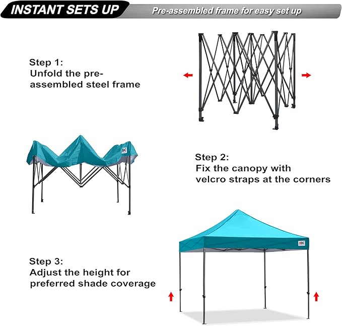 ABCCANOPY Patio Pop Up Canopy Tent 10x10 Commercial-Series (Turquoise)