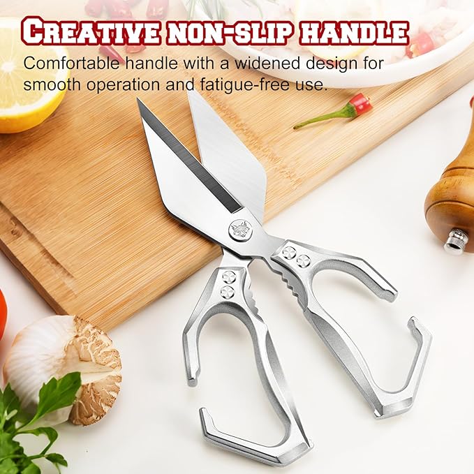 Multifunctional Heavy-Duty Kitchen Shears,oultry Scissors,Stainless Steel Heavy Duty Scissors,High-Carbon Steel Culinary Shears for Chicken,Meat, Seafood,Bone Cutting