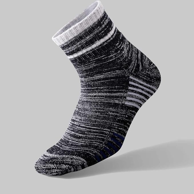 FEIDEER Men's Walking Hiking Socks, Wicking Cushion Quarter Crew Socks for Mens Outdoor Sports, 3/4/5 Pair, 6-15 Size