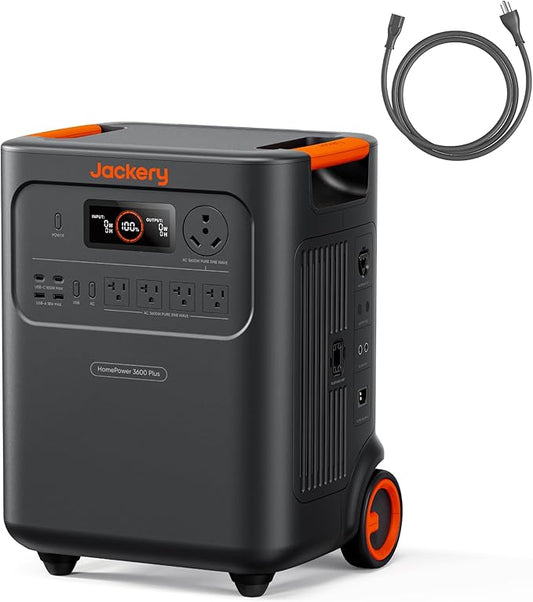 Jackery HomePower 3600 Plus Portable Power Station, 3600W AC Output, 3584Wh LFP Solar Generator, Expandable up to 43kWh, Essential Home Backup for Home Use, Emergencies, RV (Solar Panel Optional)