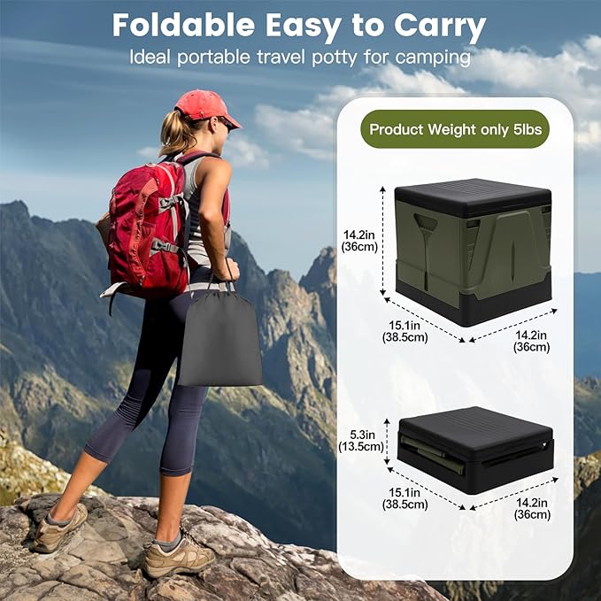 Portable Toilet Camping Toilets for Car Indoor Outdoor Commode Foldable Travel Potty for Camping,Tent,Hiking,Boating,Long Road Trips,Traffic jam,Home