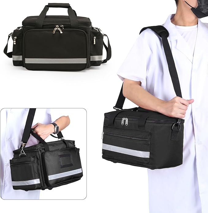 Medical Bag Empty Emergency Bag First Responder Bag First Aid Bag Home Health Empty First Aid Storage Bag with Detachable Divider Medical Supplies Bag Emergency Responder Trauma Bag