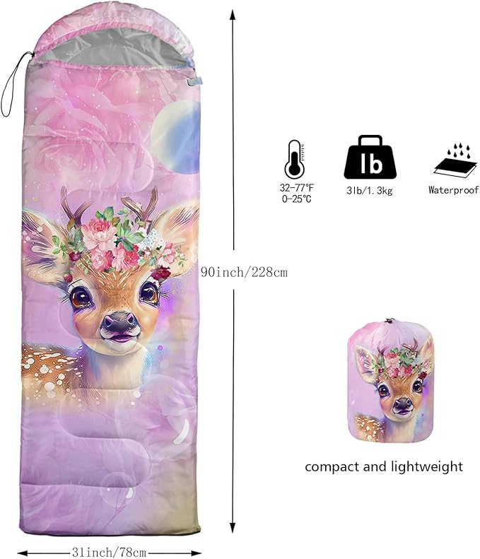 Sleeping Bag for Womens Girls Teens, Waterproof Sleeping Bags Traveling and Outdoors, Camping Gear Equipment
