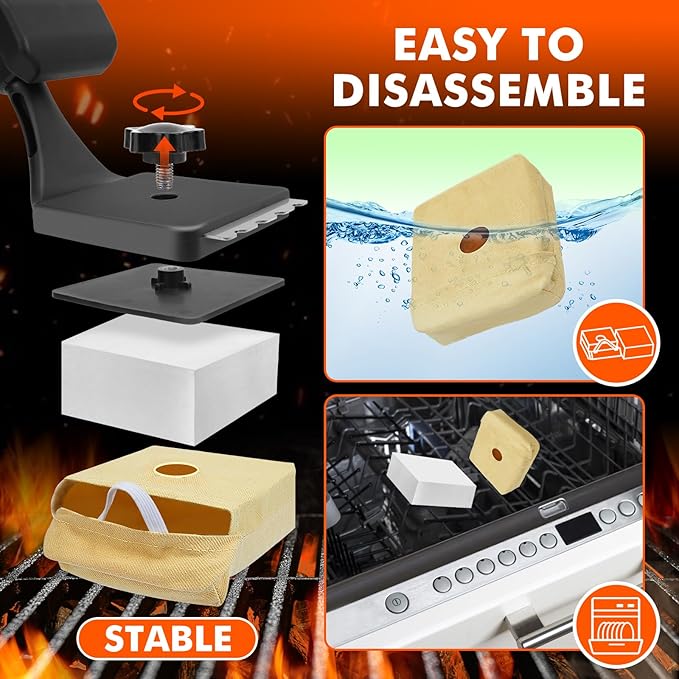 Grill Brush Bristle Free, BBQ Bristle Free Grill Brush, Non Metal Bristles Steam Cleaning, Grill Sponge Fit for Cast Iron Grates and Stainless Steel, Scraper Brush, Ideal for Father's Day
