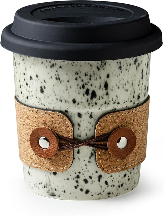 Coffee Travel Mug, Spill Proof Coffee Tumbler, Microwave & Dishwasher Safe, Large Porcelain Coffee Cup, Tea Mug with Lid, Coffee Gifts for Men & Women, 13.5oz