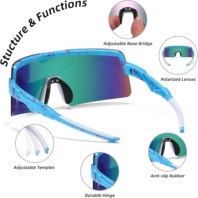 OMEKOL Two Sizes For Adults and Youth Polarized Sunglasses Men Women Outdoor Sport Baseball Glasses UV400 Cycling Eyewear