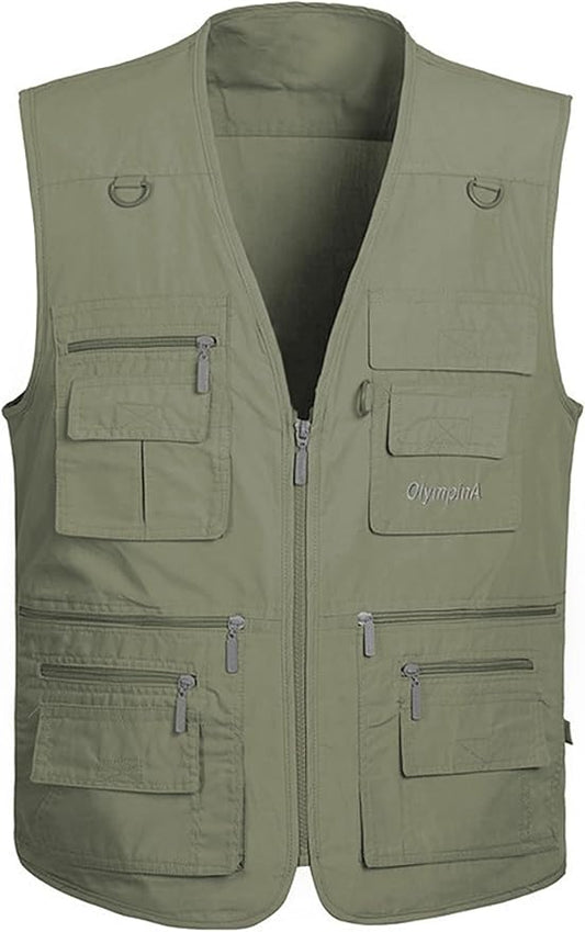 Lentta Men's Fishing Vest Summer Outdoor Lightweight Work Photo Vest 16 Pockets