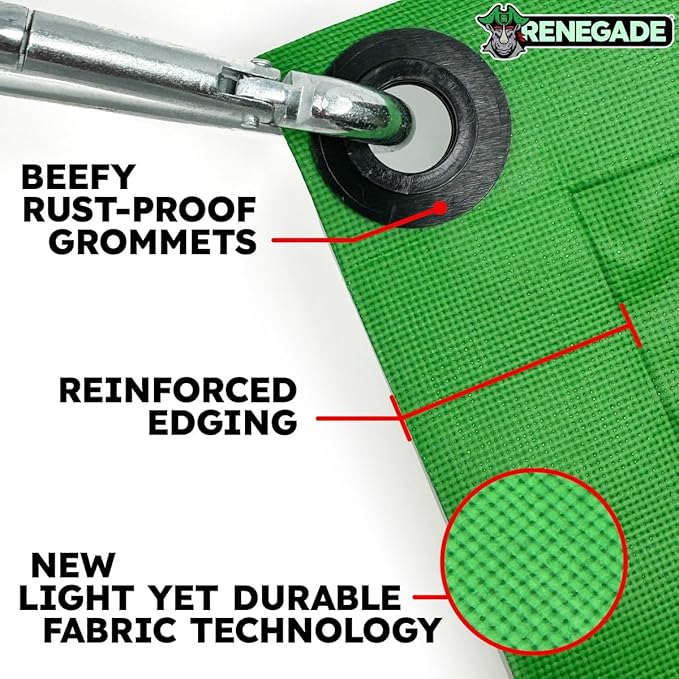 RENEGADE Industrial Tarp 20x12 ft Green – Heavy Duty, Waterproof, UV-Resistant, PFAS-Free – Oversized Tarp for Construction, Landscaping, Farm Equipment & Weather Protection