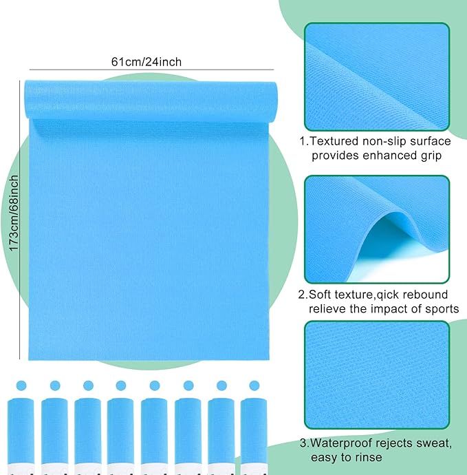 Amylove 12 Pieces Yoga Mats Bulk 68x24x0.12 Inch Exercise Non Slip Fitness Workout Mats for Women Men Home Workout Gym Yoga