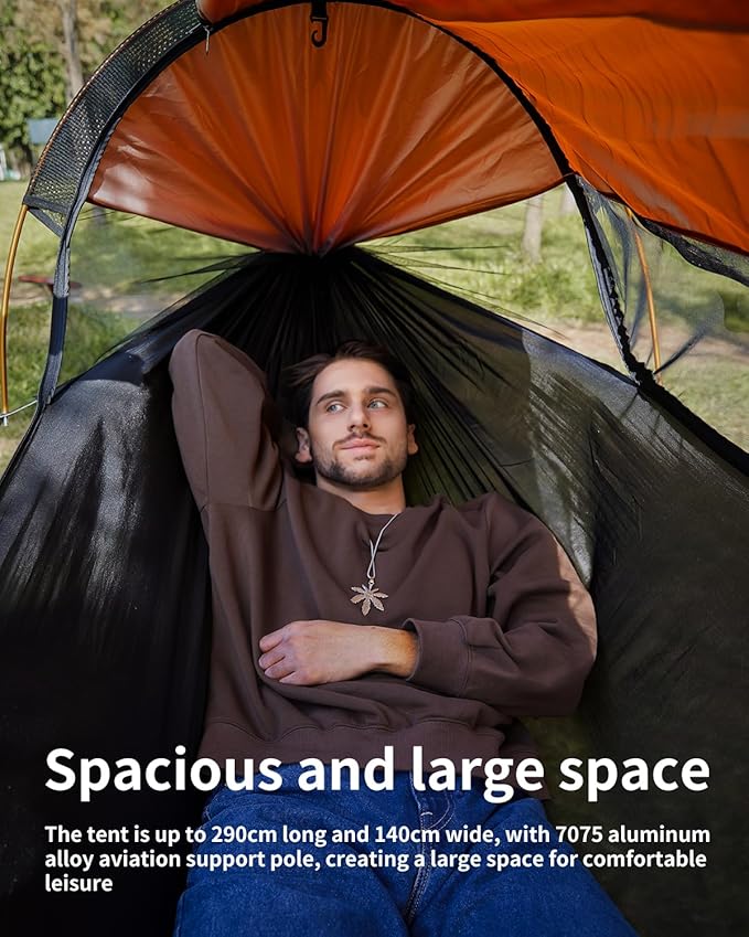 Camping Hammock Tent with Mosquito Net and Sunshade, Extra Large for 2 Person, Lightweight Hanging Hammocks Tree Straps, Bivvy Ground Tent for Outside, Hiking, and Travel
