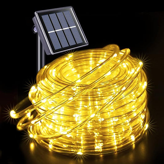 JMEXSUSS 200 LED Solar Rope Lights,66ft 8 Modes Solar Rope Lights Outdoor Waterproof LED Solar Powered Rope Tube for Fence,Gazebo,Yard,Walkway,Path(Warm White)