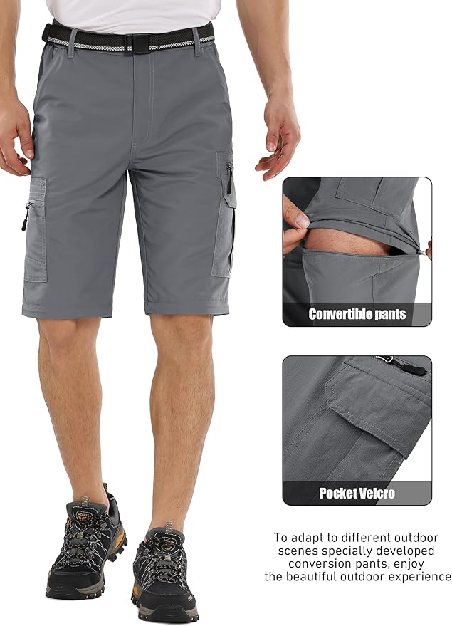 Fishing Hiking Pants for Men, Waterproof Convertible Quick Dry Pants for Wading, Lightweight Breathable