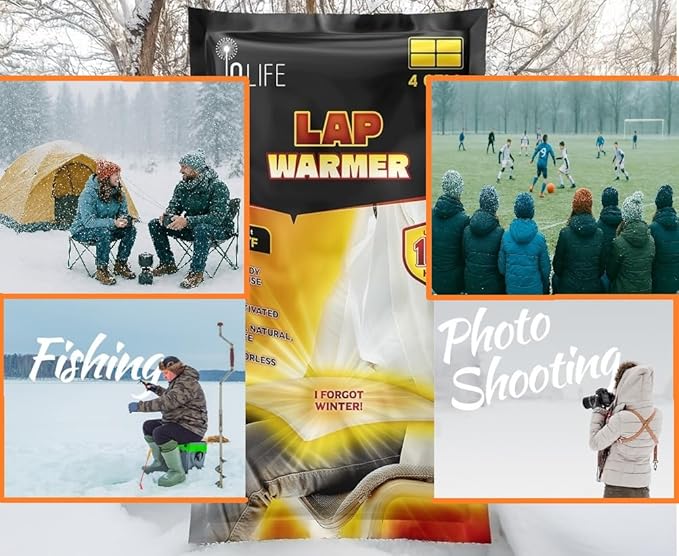 InLife Super Warmer for Lap and Body, All Natural & Safe, Bigger & Wider Area Covered, Higher Heating 145°F, Air Activated, Easy & Comfort, Steady Longer Lasting, Odorless, 10 Packs