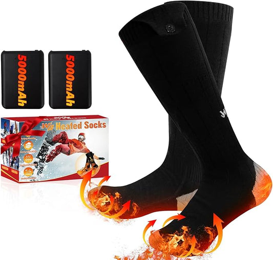 Heated Socks for Men Women, Rechargeable Electric Heated Socks, 5000mAh Washable Heated Socks, Long Life Up to 150 ℉, Large Heating Area Foot Warmer for Outdoor Work Skiing Camping Fishing Hunting