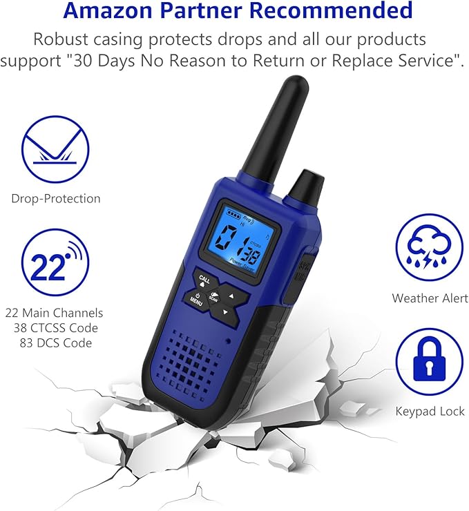Walkie Talkies for Adults Long Range Rechargeable with Earpiece NOAA Weather Alert, Multi-purpose 2 Way Radio 6 Pack for Team Work Senior Care Kid Adventure Family Camping Hiking Skiing Cruise