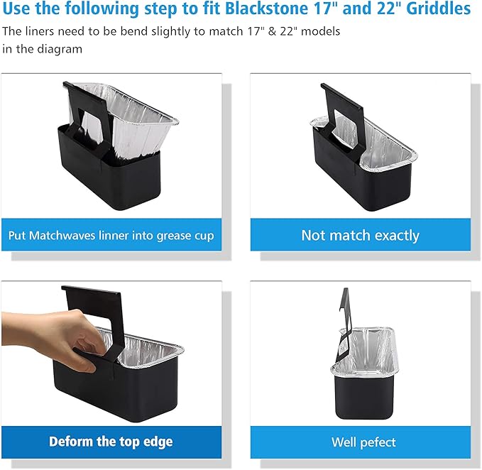 60 Pack Blackstone Grease Cup Liners, Grease Catcher Liner, Aluminum Foil Drip Pan for 28 and 36 inch Blackstone Griddle