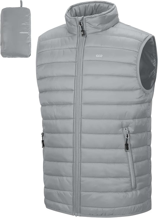 33,000ft Men's Lightweight Packable Insulated Puffer Vest Outerwear, Warm Winter Sleeveless Jacket for Golf Running