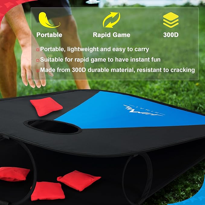Himal Collapsible Portable Corn Hole Boards with 8 Cornhole Bean Bags (3 x 2-feet)