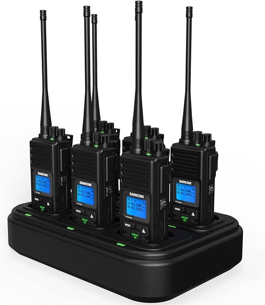 SAMCOM FPCN30A Two Way Radio Commercial with Gang Charger, Rechargeable 2 Way Radio,5W Walkie Talkie High Power,Programmable Radios for Warehouse,Churches,Jobsite (6 Pcs Radio + Charger Gang)