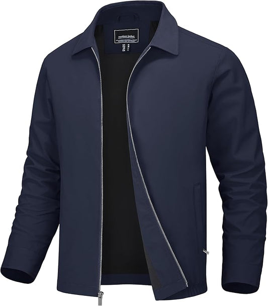 MAGNIVIT Men's Lightweight Jackets Light Windbreaker Full Zip Up Stylish Golf Coat Business Work Casual Dress