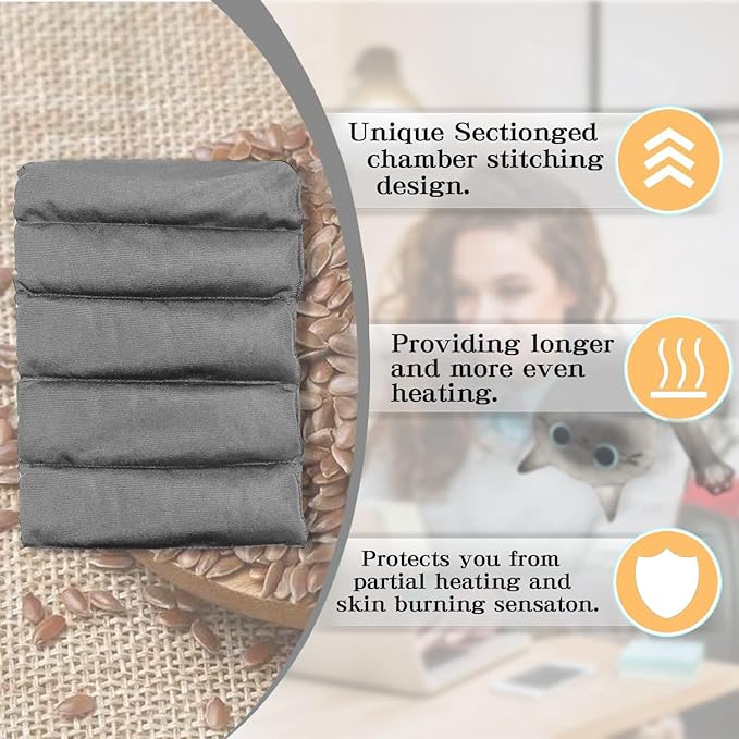 Microwave Heating Pad for Cramps Pain Relief, 17 * 9'' Moist Microwavable Stuffed Animal Period Menstrual Heating Pads for Cramps, Back, Neck Shoulder and Knee- Siamese Cat