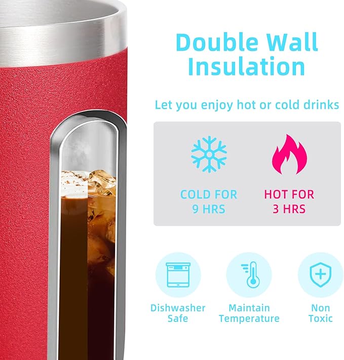 Volhoply 14oz Insulated Stainless Steel Coffee Mug with Lid Bulk 8 Pack,Double Wall Vacuum Travel Coffee Cup with Handle,Reusable Cups Tumbler Cup, Camping Mugs Keep Hot,Ideal Gifts(Assorted,8)