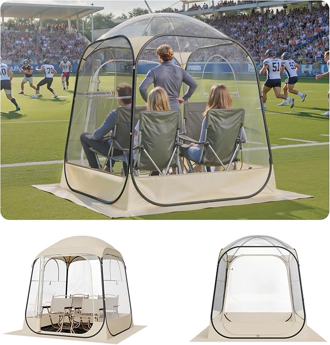 VEVOR Pop up Sports Tent, 4 Sizes Optional Clear Bubble Tent for 1-6 Person, Waterproof Outdoor Pod with Floor Mat & Top Cover, Garden Igloo Dome Tents Camping Shelter for Sports Watching