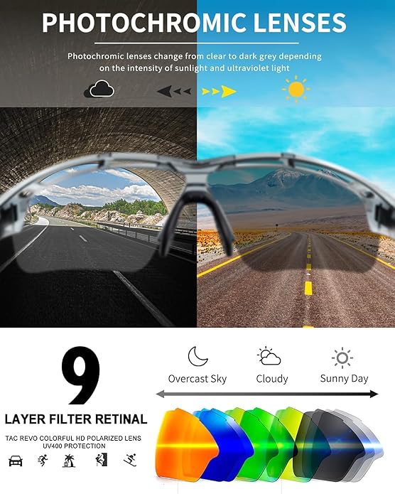 Rosemal Sports Sunglasses Polarized Cycling Sunglasses Running Driving Fishing Hiking for Men Women UV400 TAC TR90
