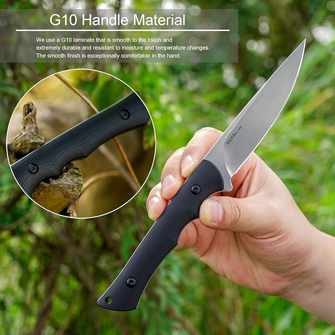 Fixed Blade Knife,3.86inch DC53 Steel Blade and G10 Handle,with Kydex Sheath,Fixed Blade EDC Tactical Knife for Men Women, Outdoor Hunting Hiking Survival Camping Knives.