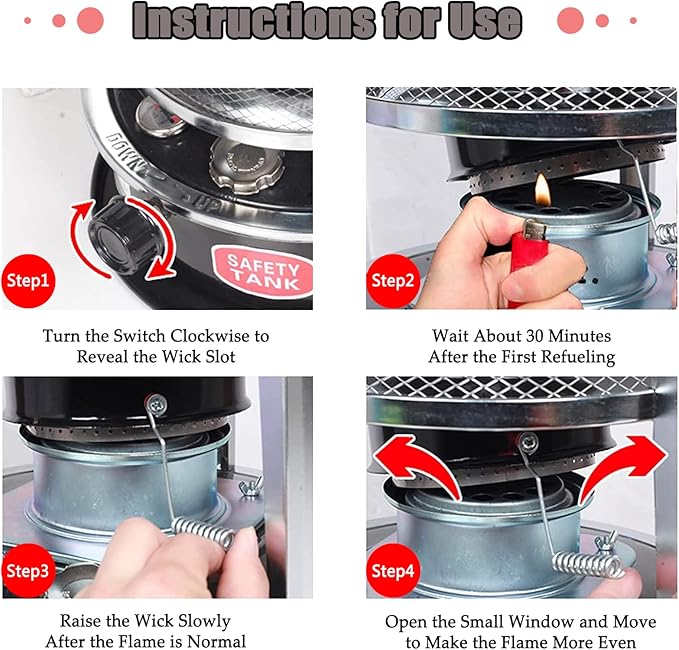 Kerosene Heater Indoor/Outdoor with BBQ Grill, 10000 BTU Portable Non Electric Heater, Camping Kerosene Stove for Heating, Cooking, Camping (Liftable)