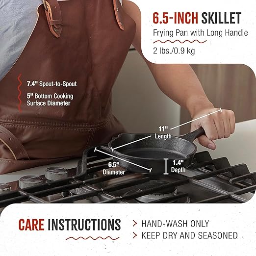 Victoria 6.5 Inch Mini Cast Iron Skillet. Small Frying Pan,Seasoned with 100% Kosher Certified Non-GMO Flaxseed Oil (SKL-206)