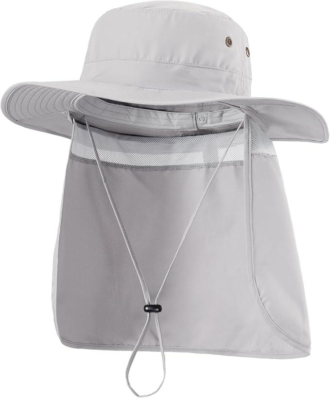 Home Prefer UPF50 Mens Sun Hat with Neck Flap Quick Dry UV Protection Cap Womens Wide Brim Fishing Hat Neck Flap Beach Garden