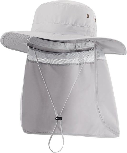 Home Prefer UPF50 Mens Sun Hat with Neck Flap Quick Dry UV Protection Cap Womens Wide Brim Fishing Hat Neck Flap Beach Garden