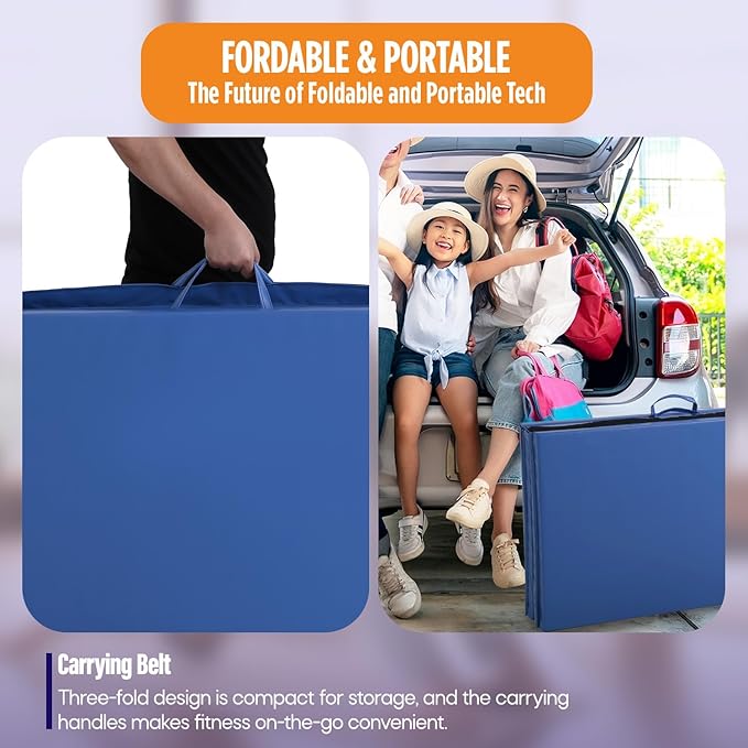 Gymnastics Mats Foldable Tumbling Mats Portable Gymnastics Exercise Mat 2'x6'/2.5'x6.4'/4'x6'/4'x8'/4'x10'/ Gymnastics Tumbling Mats Pad Home Exercise Panel Mat With Carrying Handles