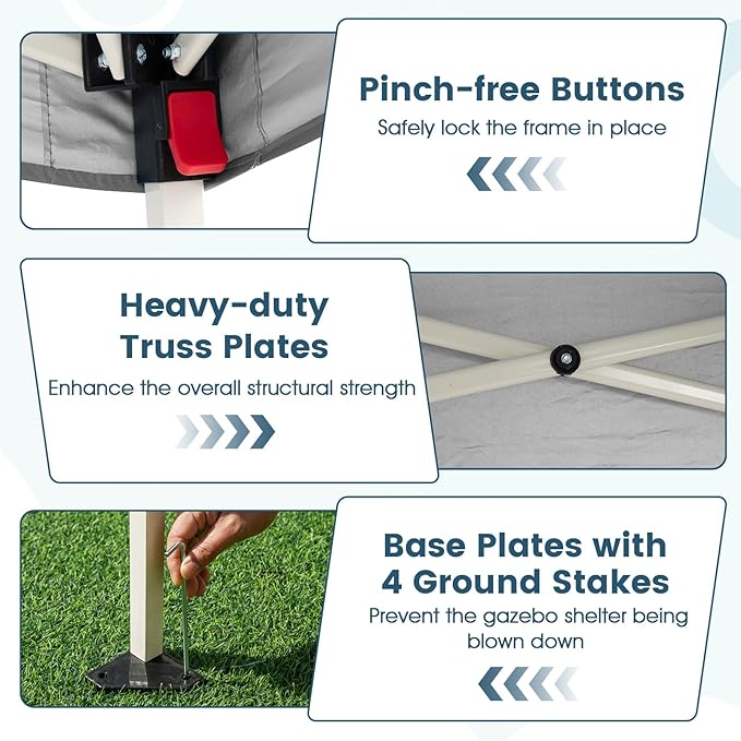 Tangkula 10x10 FT Pop Up Canopy with Sidewall, UPF 50+ Easy Setup Outdoor Tent with Backpack, 4 Stakes, Portable Heavy-Duty Canopy Tent for Party Events Camping Picnic, 10x10 Base, 8x8 Top