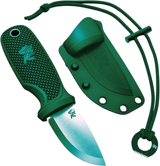 W-MINI 2 - EDC Neck Knife with Sheath and Necklace - Small EDC Fixed Blade Knife Necklace and Belt Clip - Pocket Fixed Blade Knives - Full Tang Neck Knife with Sheath Tactical + Fire Starter