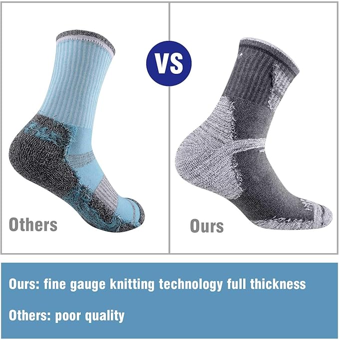 FEIDEER Men's Hiking Walking Socks, Multi-pack Wicking Cushioned Outdoor Recreation Cotton Quarter Crew Socks