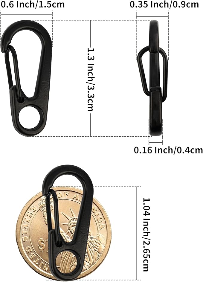 SWATOM Small Mini Carabiner Clip Tiny Spring Snap Hook Keychains Micro Carabiners for Paracord EDC Alloy Key Rings Outdoor Hiking Fishing Camping Backpack Accessories