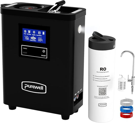 Purewell® K8680 RO Water Purifier System，10-Stage Portable Water Filtration Survival with UV，Desalination Rate Reaches 95%，Survival Gear Purification for Drinking，Team Camping