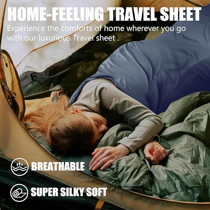 Frelaxy Ultralight Sleeping Bag Liner - Lighter & Compact, 3 Sizes Travel Sheets & Adult Sleep Sack, Comfy Breathable & Cooling & Silky Soft, Quick-Drying, for Backpacking, Hotel, Camping, Hostels