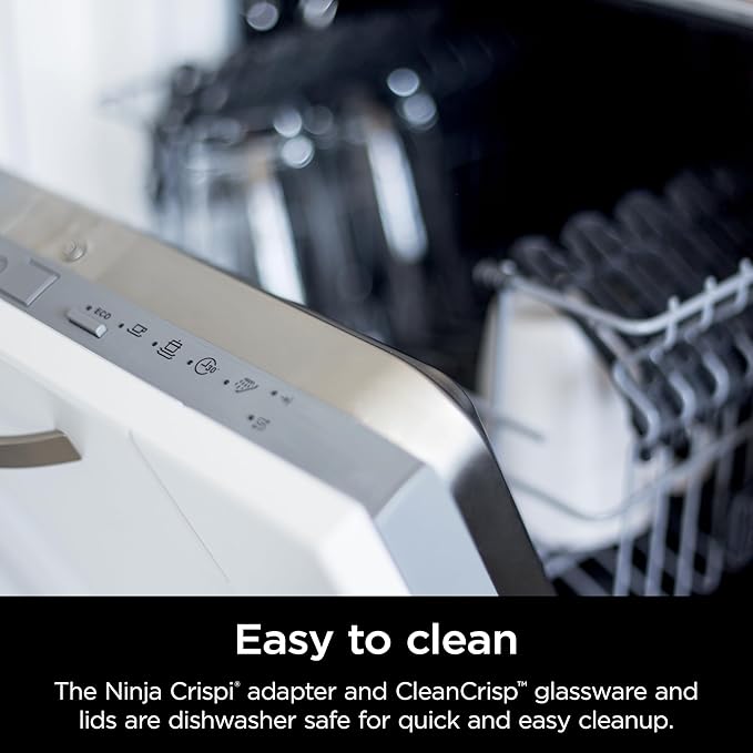 Ninja Crispi 5-in-1 Portable Glass Air Fryer, 4-QT, 2.5-QT & 6-Cup Glass Containers with Crisper Plates & Storage Lids, Microwave, Freezer & Dishwasher Safe, British Racing Green, FN103BF