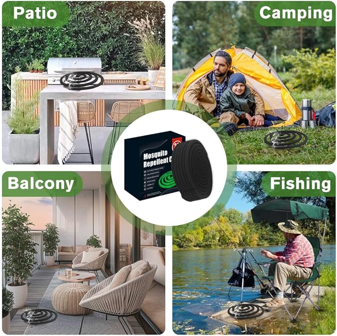 24 Mosquito Coils with 6 Metal Stands, 6-8 Hours/Burn Mosquito Repellent Outdoor Patio, Garden, Camping & Backyard Mosquitoes Repelling, Natural Mosquito Repellent Coils Safe for Kids & Pets