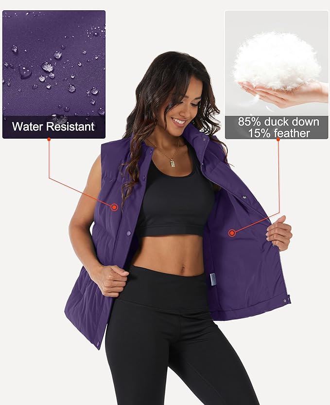 MAGCOMSEN Women's Puffer Down Vest Oversized Zip Up Outerwear Lightweight Winter Padded Gilet Jacket with Pockets