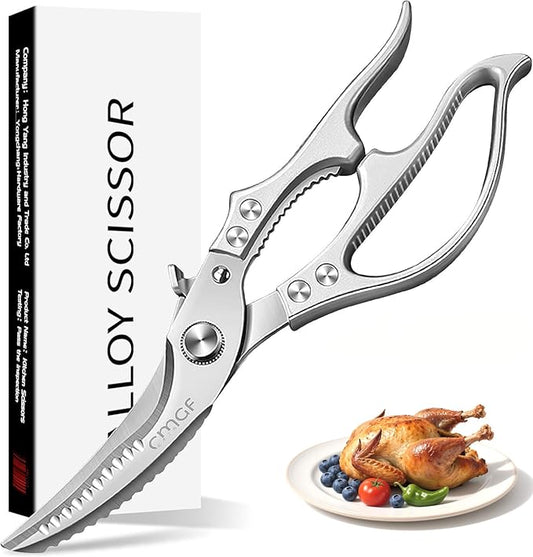 Poultry Shears, Kitchen Scissors for Food, All Purpose Heavy Duty for Chicken Wing/Thigh/Bone, Meat, Quail, Fish, Turkey, Vegetables, Stainless Steel Cooking Aid Scissors, Dishwasher Safe