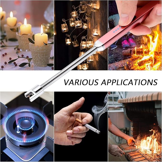 2Pack Electric Candle Lighter, Birthday Christmas Stocking Stuffers Gifts for Women Mom Men Wife Sister, USB Arc Rechargeable Windproof Long Lighter for Candle BBQ Housewarming Gift Idals